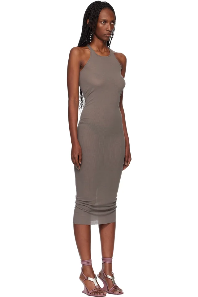 Rick Owens Gray Temple Tank Midi Dress, photo 2 of 4 from SSENSE