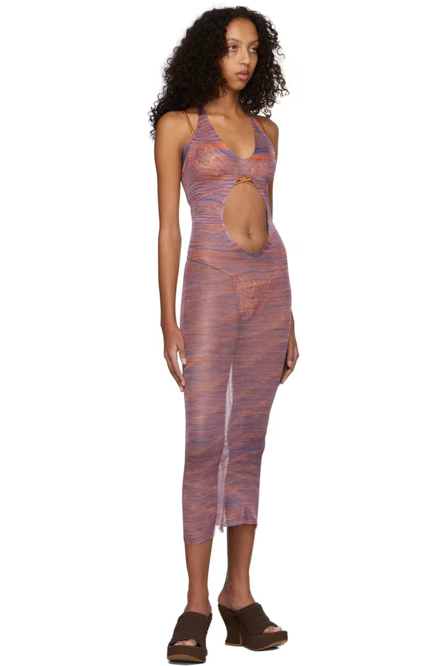 Isa Boulder Orange & Purple Pull Away Long Jelly Dress, photo 4 of 4 from SSENSE
