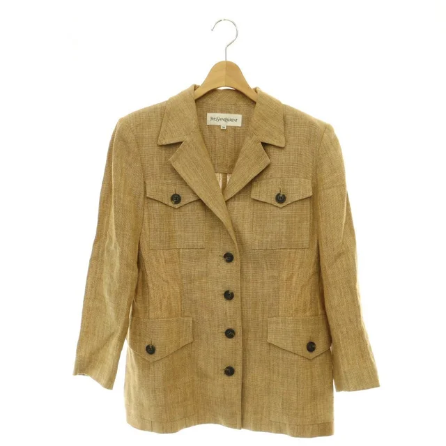 Saint Laurent Linen Tailored Jacket Lightweight 38 Beige in Beige from The Reluxe