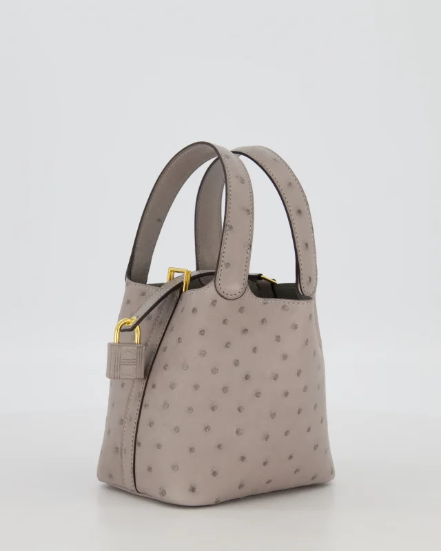 HOT* Hermès Micro Picotin Lock Bag in Grey Ostrich from Sellier, photo 5 of 13