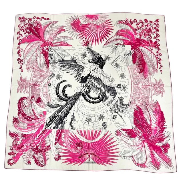 Hermès Mythiques Phoenix Cashmere Silk Carre Geant 140 Scarf Pink in Pink Silk from The Reluxe