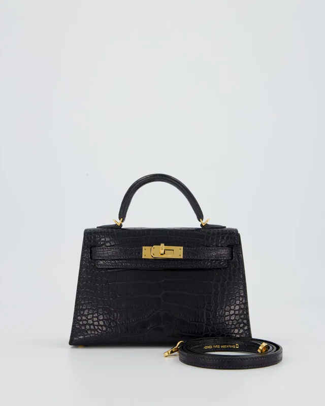 HOT* Hermès Mini Kelly II Bag in Blue Crocodile from Sellier