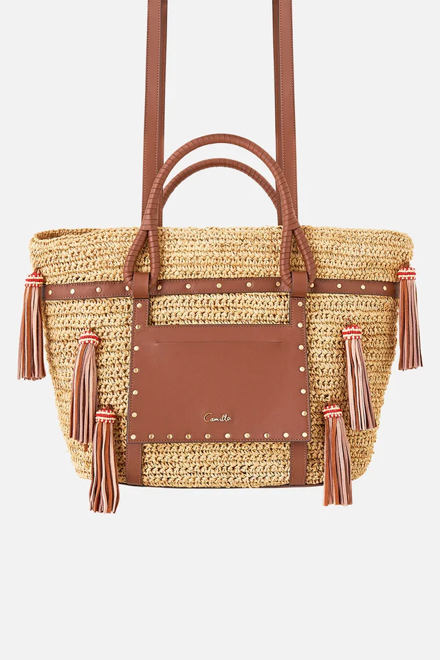 Camilla eBoutique RAFFIA TOTE WITH TASSELS NATURAL from CAMILLA, photo 1 of 1