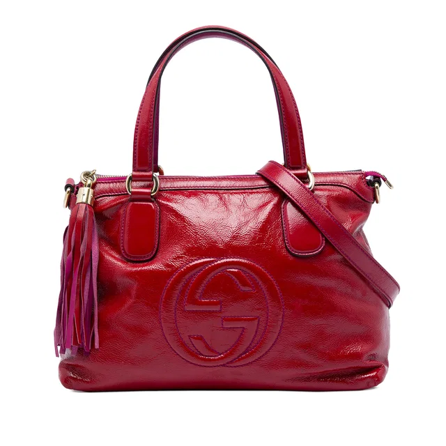 Red Gucci Small Patent Soho Working Satchel in Red Patent leather from Designer Revival