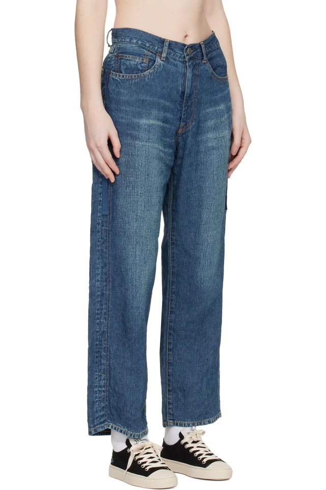 UNDERCOVER Blue Zipper Linen Jeans, photo 2 of 2 from SSENSE