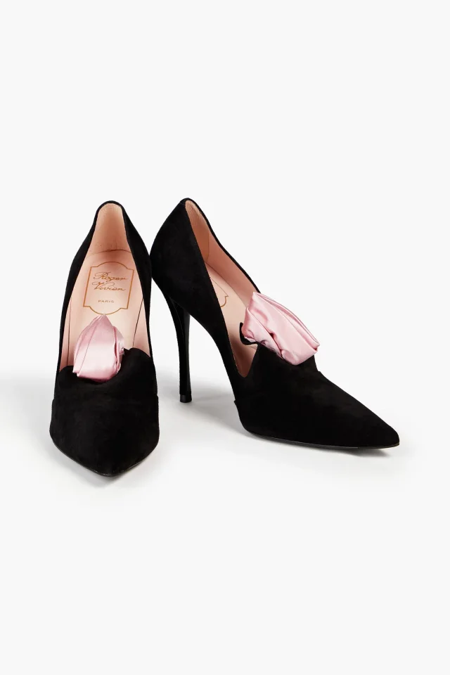 Roger Vivier Rose 'N Roll Appliquéd Suede Pumps, photo 2 of 4 from THE OUTNET