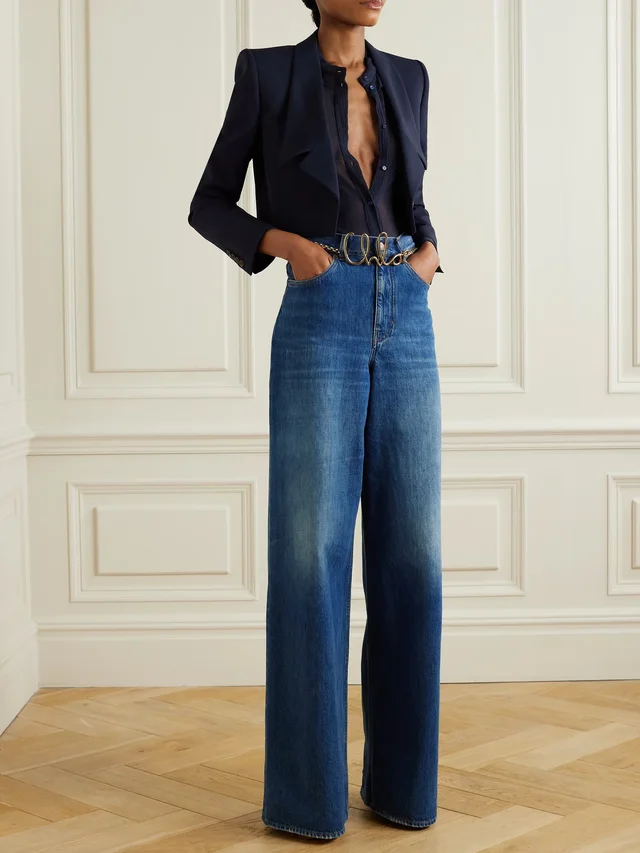 CHLOÉ High-rise wide-leg jeans in blue 100% Cotton, photo 2 of 6 from NET-A-PORTER (Canada)