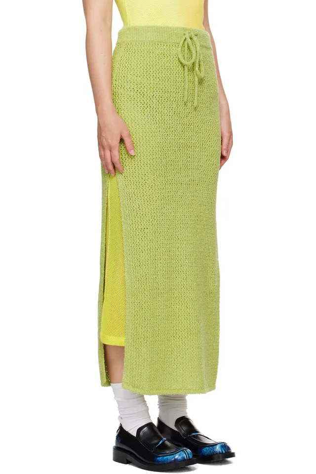 The Elder Statesman Green Selerino Net Midi Skirt, photo 2 of 4 from SSENSE