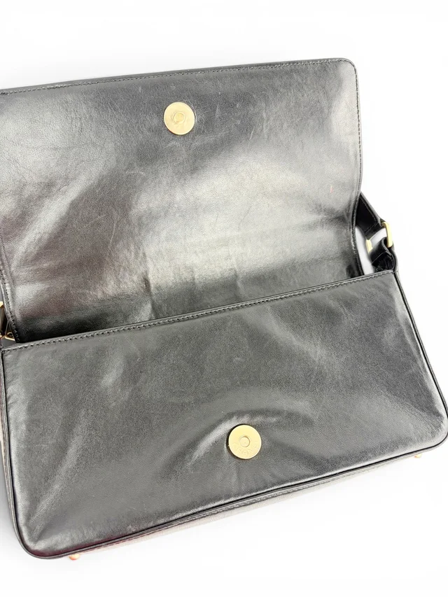 Chanel Vintage Black Lambskin Chocolate Bar East West Flap Bag in Black Lambskin from Season 2 Consign, photo 1 of 1