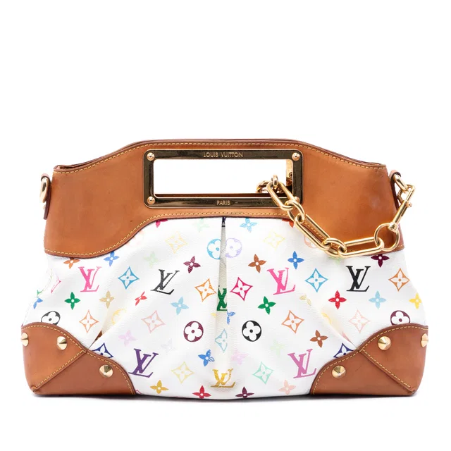 White Louis Vuitton Monogram Multicolore Judy MM Satchel in White Canvas from Designer Revival