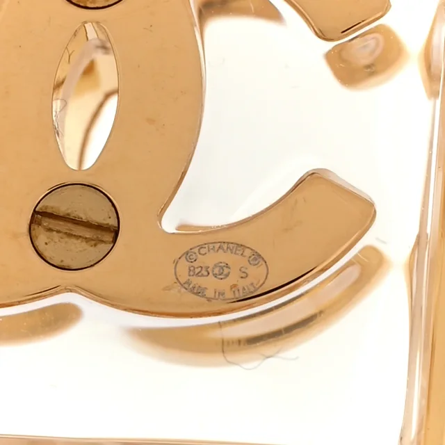 Chanel Metal Resin CC Square Drop Earrings Gold Transparent in Gold Resin from FASHIONPHILE, photo 4 of 5