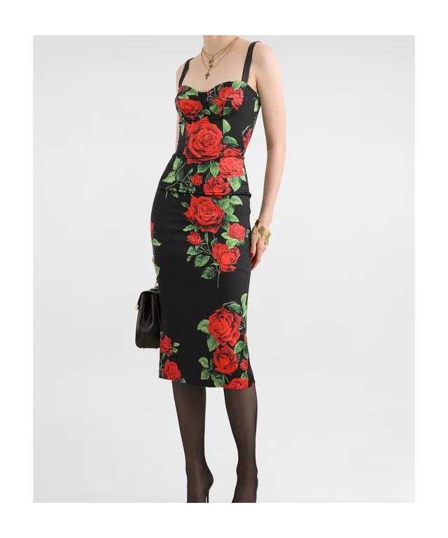 Dolce & Gabbana rose-print satin midi dress, photo 2 of 5 from SENSER