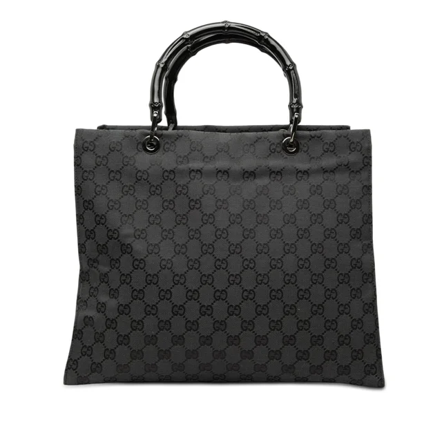 Gray Gucci GG Canvas Bamboo Handbag in Grey Canvas from Designer Revival, photo 1 of 1
