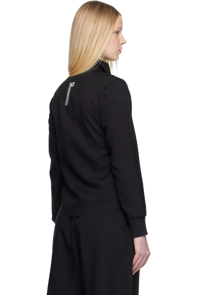 Y-3 Black Sport Uniform Raw Cut 3 Stripes Track Jacket, photo 3 of 5 from SSENSE