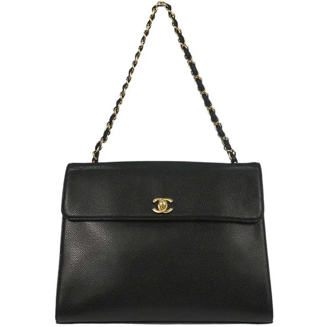 Chanel 2000-2002 Black Caviar Skin Handbag in Black Caviar leather from AMORE Vintage Tokyo