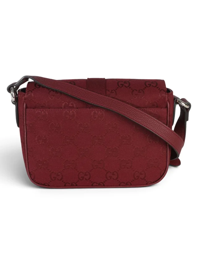 Gucci Burgundy Monogram Canvas Small Buckle Messenger in Burgundy Coated canvas from Season 2 Consign, photo 4 of 8