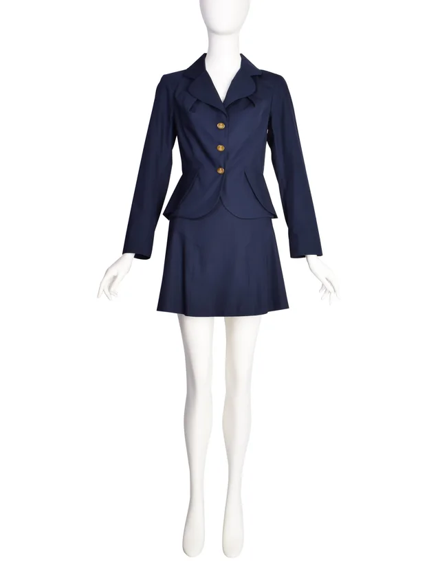 Vivienne Westwood Vintage SS 1993 Iconic Navy Blue Bettina Jacket Mini Skirt Suit in Navy from Amarcord Vintage Fashion
