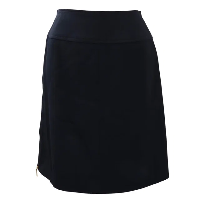 Chanel 1995 Logo Side Zip Up Skirt #36 Navy in Navy Wool from VINTAGE QOO TOKYO