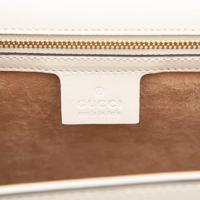 White Gucci Medium Calfskin Web Sylvie Top Handle Bag Satchel in White Calfskin from Designer Revival, photo 2 of 2