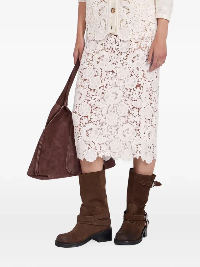 ERMANNO FIRENZE Floral Openwork Midi Skirt, photo 2 of 3 from SENSER