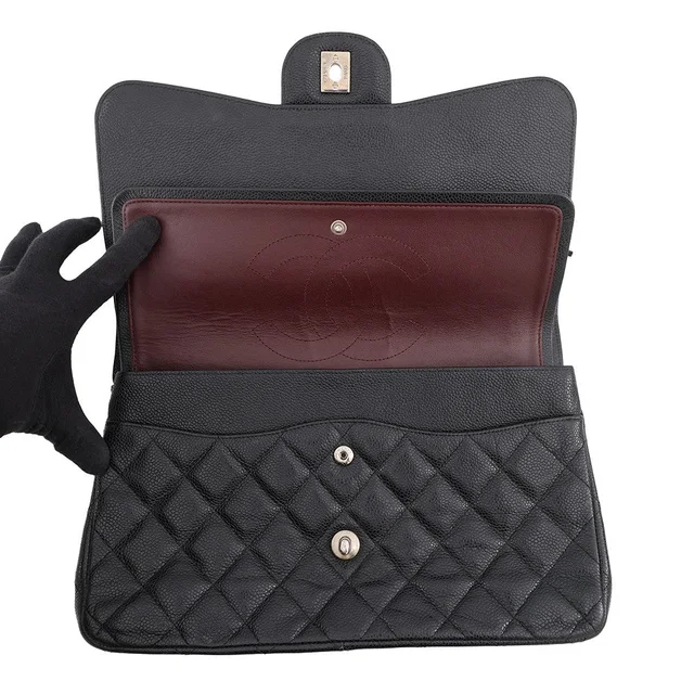 Chanel Matelasse W-flap Chain Shoulder BlackA58600 Caviar Leather Size 30 in Caviar leather from GALLERY RARE, photo 2 of 2