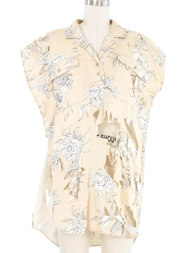 Maison Margiela Chrysanthemum Print Cut Up Shirt from Arcade Vintage