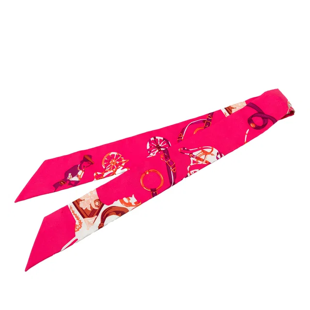 Pink Hermès Festival Des Amazones Silk Twilly Scarf Scarves in Pink Silk from Designer Revival
