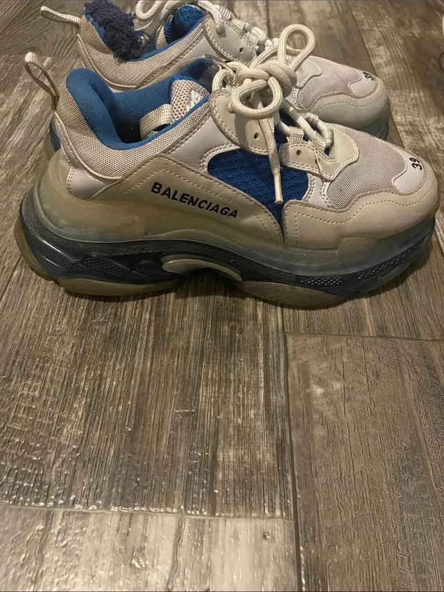 Balenciaga Chunky Sneakers In White And Blue in blue|white Leather from Poshmark