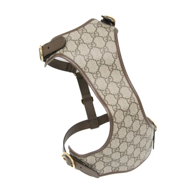 Gucci GG Supreme Harness 692964 Dog Harness PVC Leather Beige,Dark Brown in Beige/Dark brown PVC , Leather from Elady