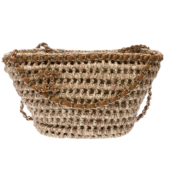 Sac Chanel En Cuir Beige in Beige Woven leather from HEWI