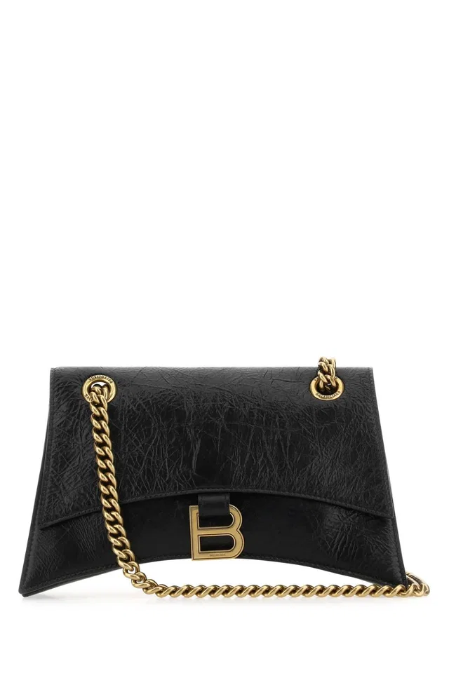Balenciaga Crush Shoulder Bag — Black in Black Calfskin from HEWI