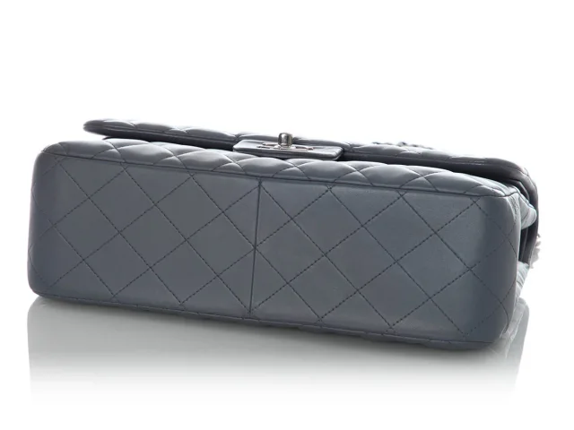Chanel Jumbo Blue/Gray Quilted Lambskin Classic Double Flap in Blue Lambskin from Ann's Fabulous Finds, photo 7 of 10