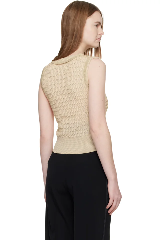 Maison Margiela Pink & Beige Scalloped Vest, photo 3 of 4 from SSENSE