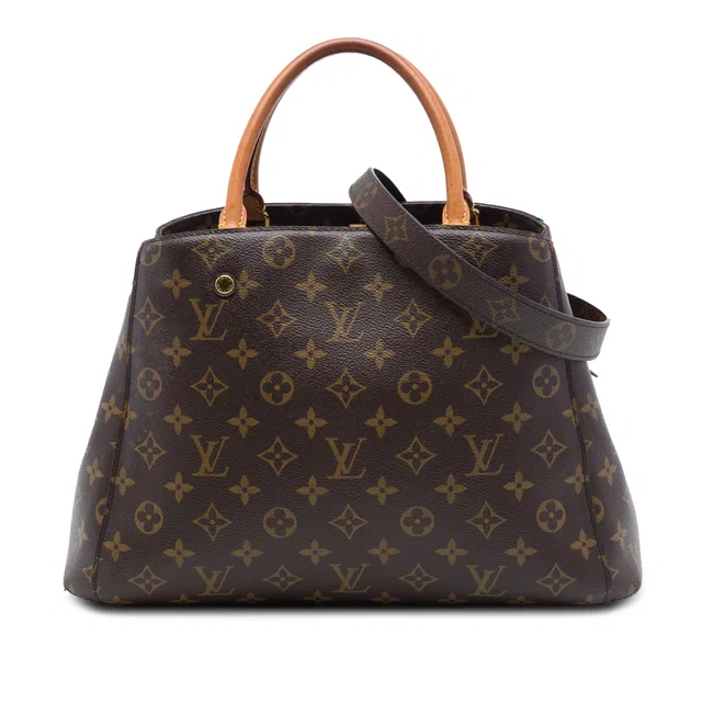 Brown Louis Vuitton Monogram Montaigne MM Satchel in Brown Coated canvas from Designer Revival