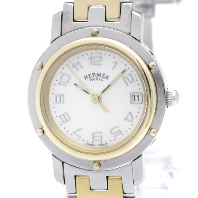 Hermès Clipper Quartz Gold Plated,Stainless Steel Women's Dress/Formal CL4.220 in Pink shell from Elady