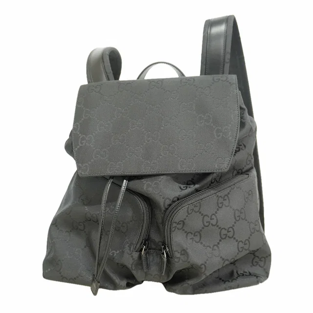 Gucci Backpack GG Supreme Nylon Black Silver in Black Nylon from The Reluxe