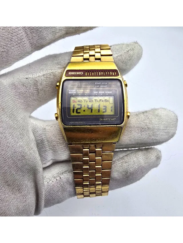 Seiko Vintage Quartz Lc Digital Watch Gold Tone Speaker Grill A159-5009 Running in gold|brown|neutral from Poshmark