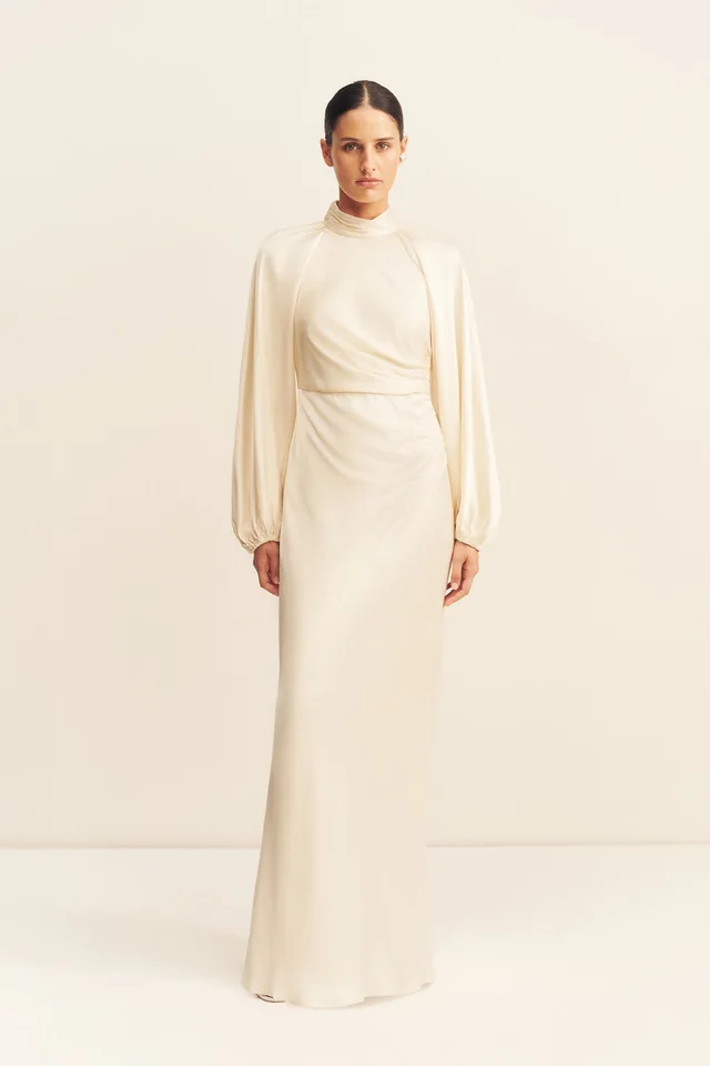 Shona Joy LA LUNE HIGH NECK BALLOON SLEEVE MAXI DRESS - CREAM from Shona Joy, photo 1 of 1