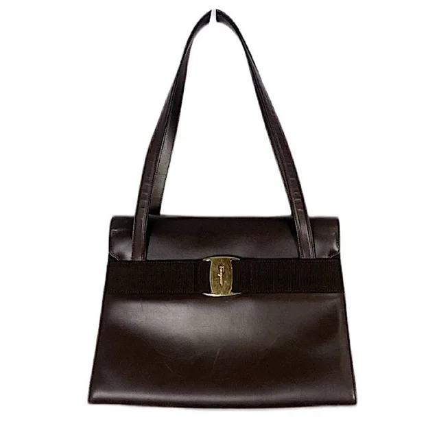Ferragamo Gancini Buckle Brown Leather Shoulder Bag in gold|brown|red Leather from Poshmark, photo 1 of 1