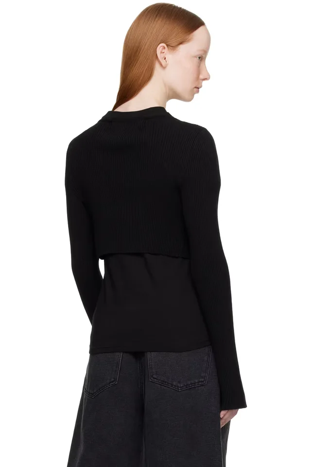 KIMHĒKIM Black Cropped Cardigan, photo 3 of 4 from SSENSE
