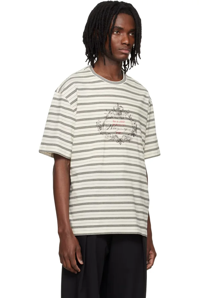 WOOYOUNGMI Off-White Striped T-shirt, photo 2 of 4 from SSENSE