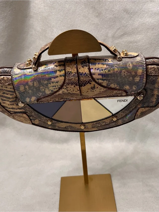 Fendi Iridescent Snake-Embossed Shoulder Bag in gold Leather from Poshmark