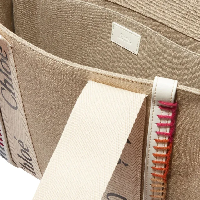 Chloé Woody Medium Tote Bag in beige, photo 3 of 5 from ShopSimon
