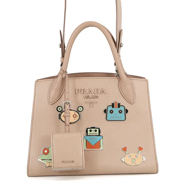 Prada Robot 2-way Tote Bag Jasmin Flower1BA156 Saffiano LeatherLeather in Saffiano leather from GALLERY RARE