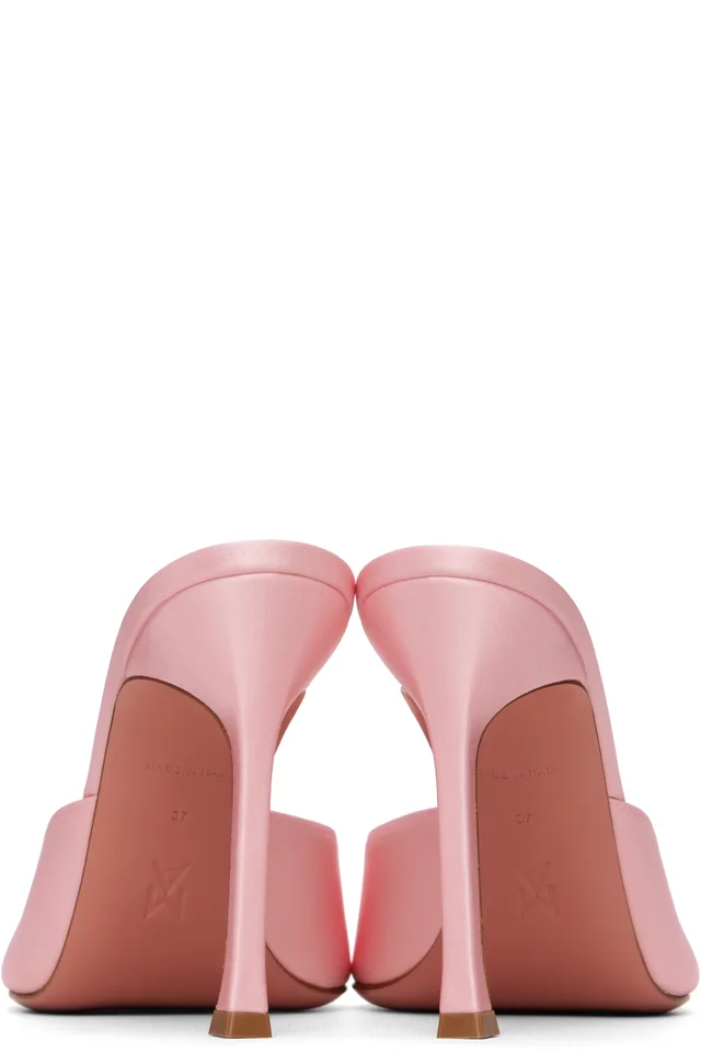 Amina Muaddi Pink Alexa Slipper 105 Heeled Sandals, photo 2 of 5 from SSENSE
