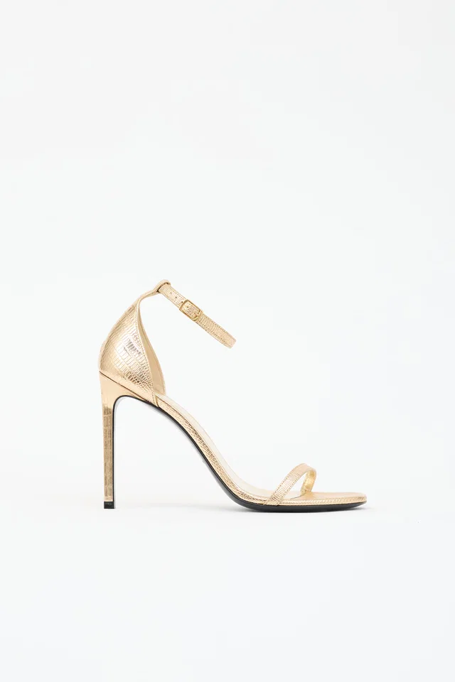 Saint Laurent Embossed Leather Jane Sandal in Leather from VSP Consignment