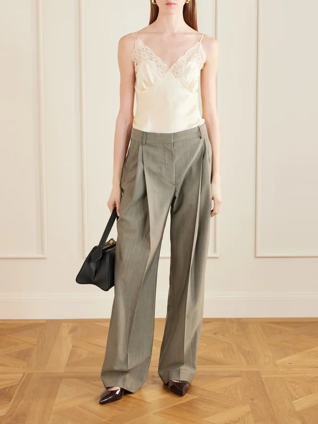 STELLA MCCARTNEY Lace-trimmed silk-satin top in Beige, photo 2 of 2 from NET-A-PORTER (Canada)