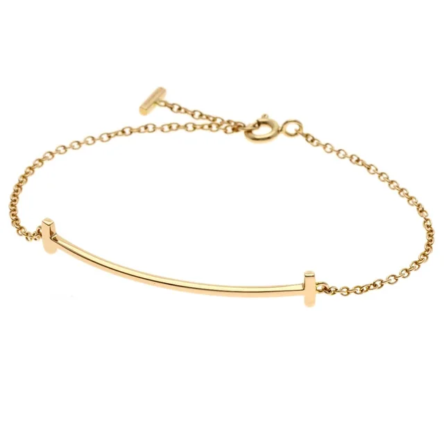 Tiffany & Co. T Smile Small Bracelet 18k Pink Gold in Pink from The Reluxe
