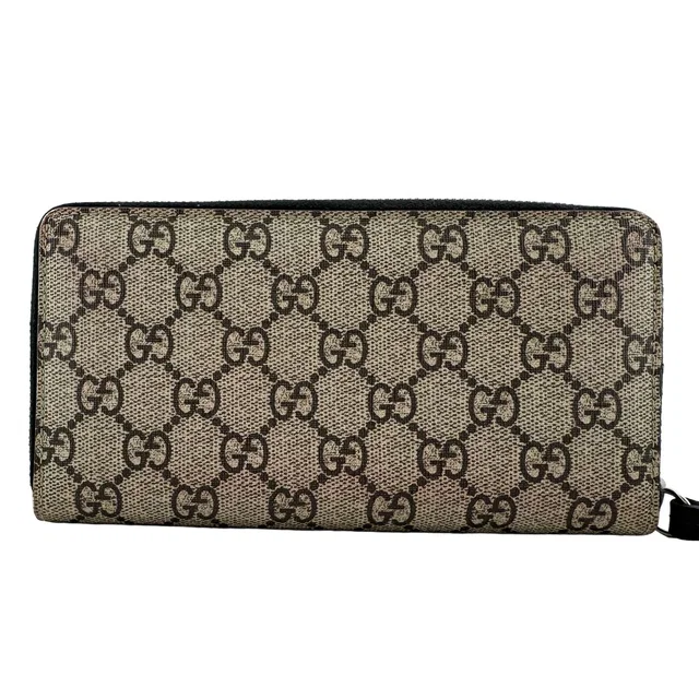 Gucci GG Supreme Snake Print Leather Zip Around Wallet Beige Brown Multicolor in Brown Leather from The Reluxe