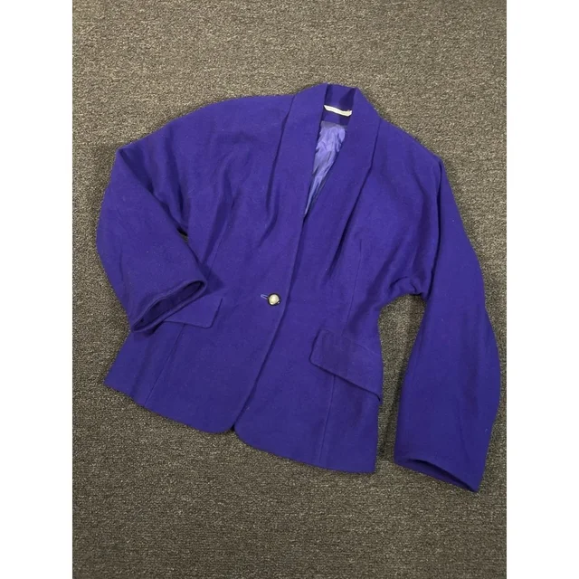 Max Mara Blazer Jacket Women's 4 Purple Blue Virgin Wool Italy Academia Preppy in purple Wool from Poshmark